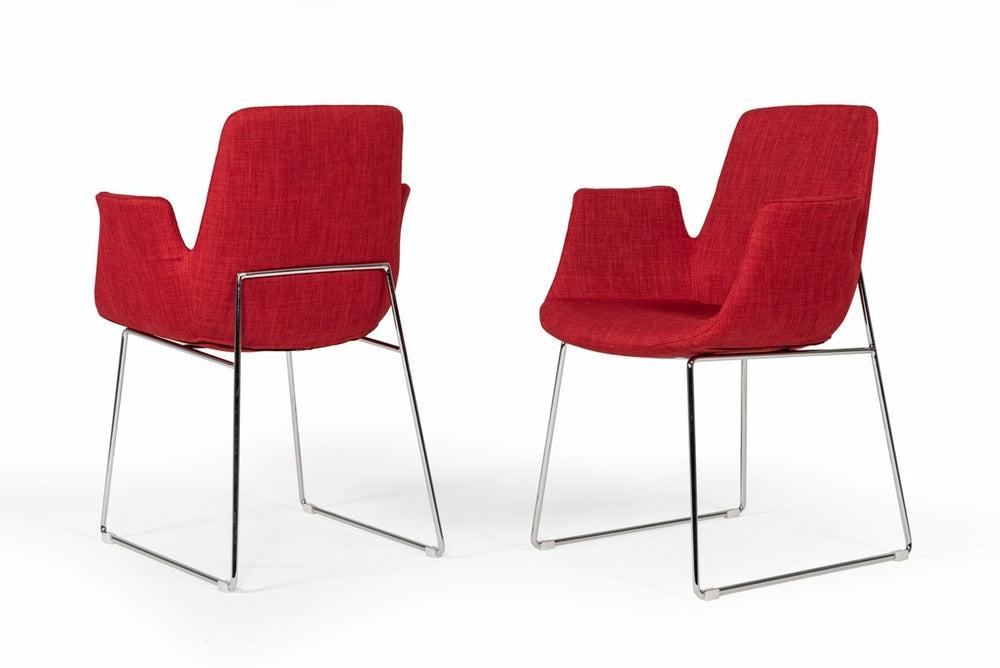 Modrest Altair Modern Red Fabric Dining Chair Dining Chairs