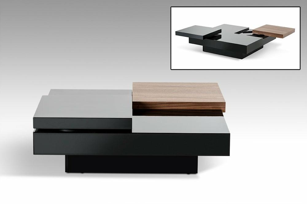 Modrest Ambry Modern Walnut And Black Coffee Table Coffee Table