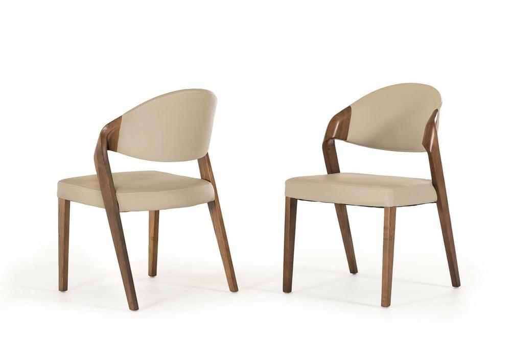 Modrest Arlo Mid-Century Beige & Walnut Dining Chair (Set Of 2) Dining Chairs