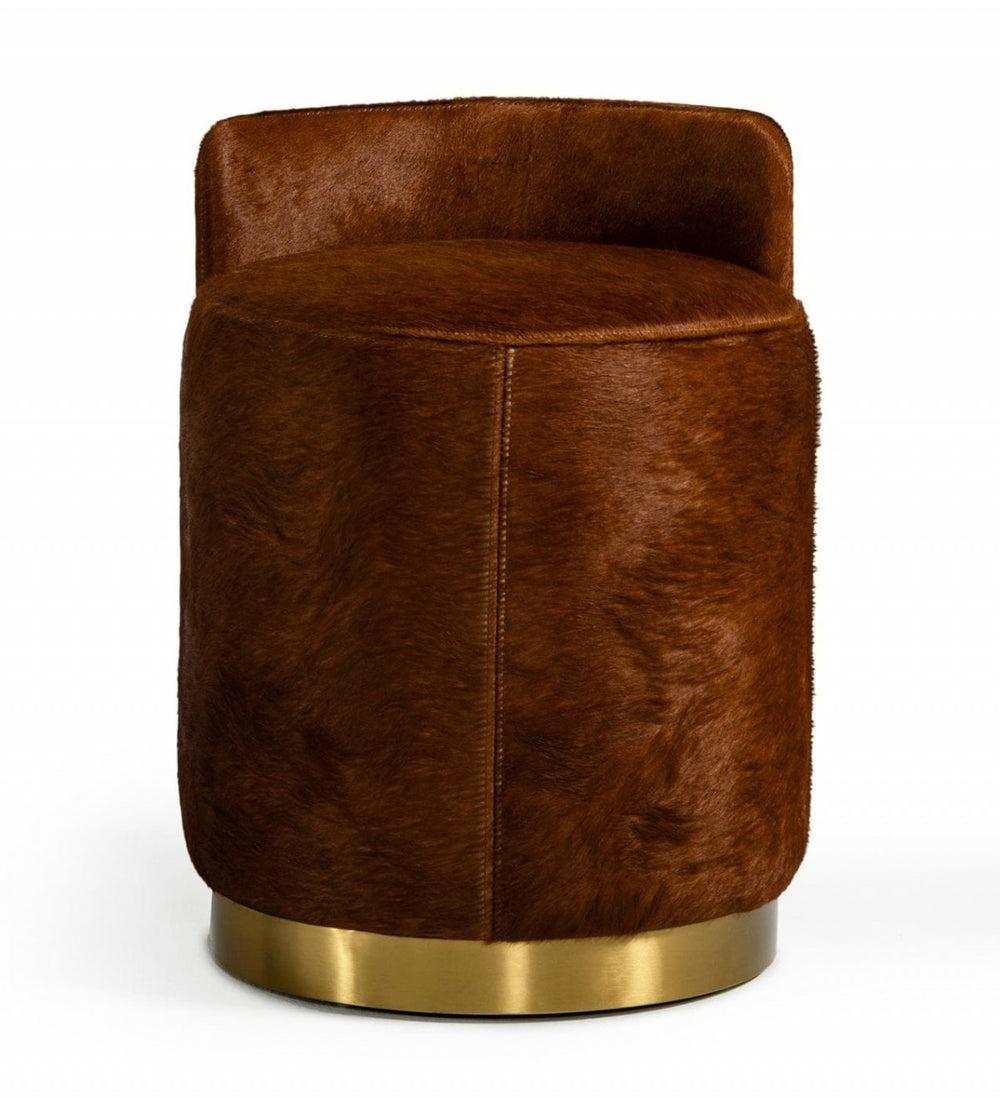 Modrest Belvista – Modern Brown Cowhide Ottoman Home Decor