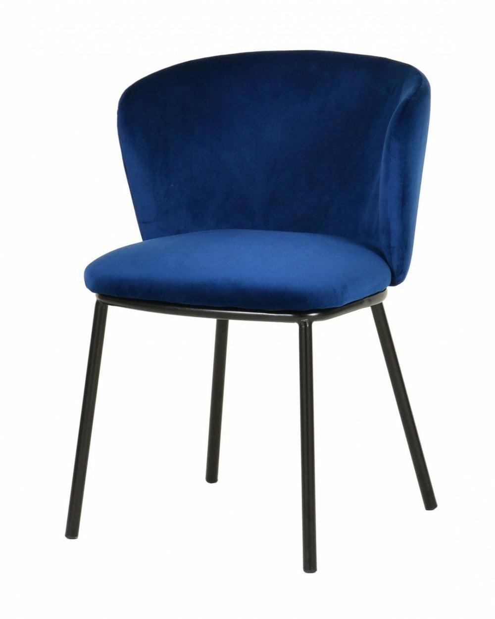 Modrest Bessie – Modern Blue Velvet Dining Chair (Set Of 2) Dining Chairs