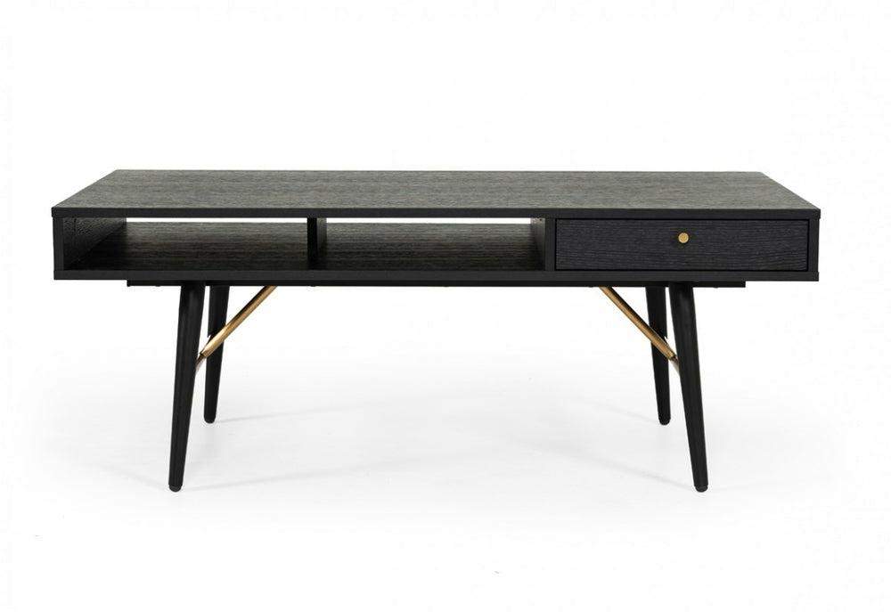 Modrest Billy Modern Black Oak & Gold Coffee Table Coffee Table