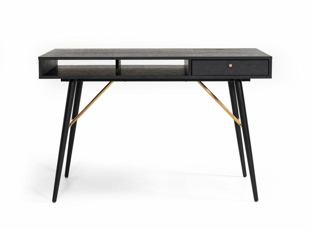 Modrest Billy Modern Black Oak & Gold Desk Office