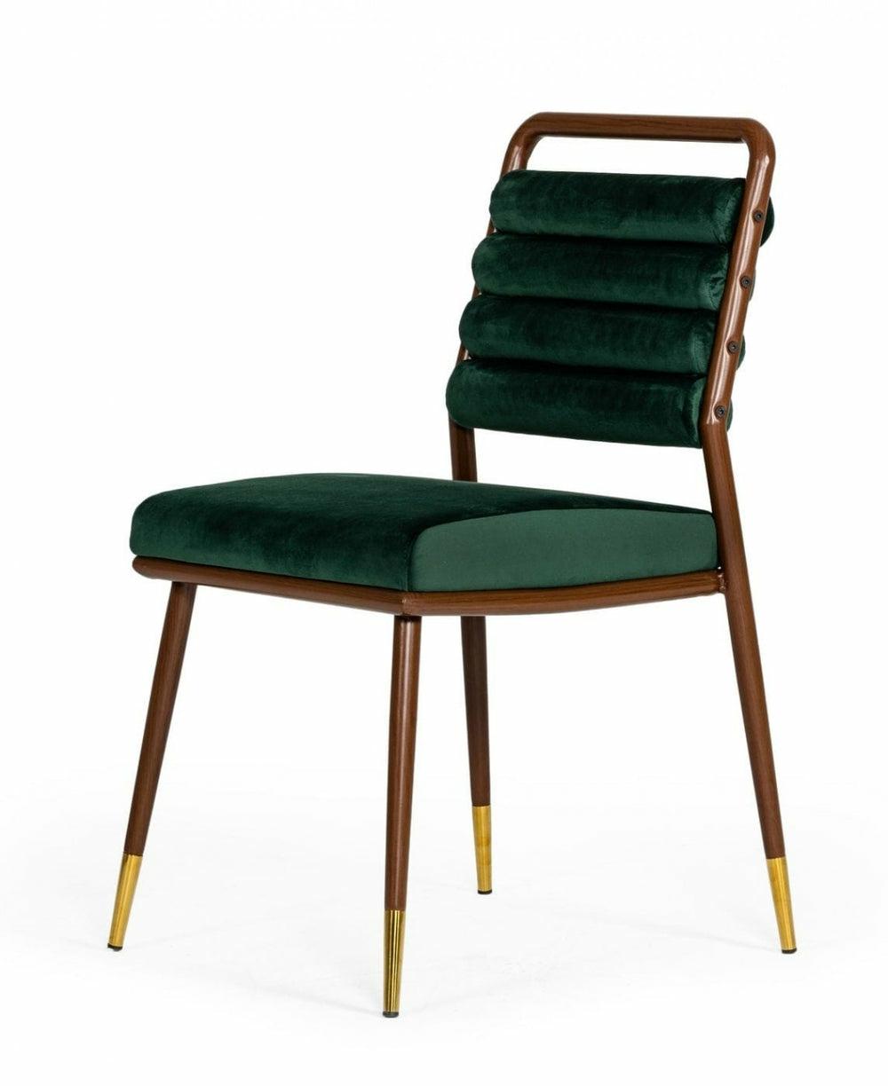 Modrest Biscay – Modern Dark Green & Walnut Steel Dining Chair Dining Chairs