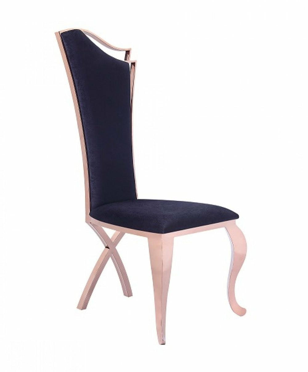 Modrest Bonnie Transitional Black Velvet & Rosegold Dining Chair (Set Of 2) Dining Chairs