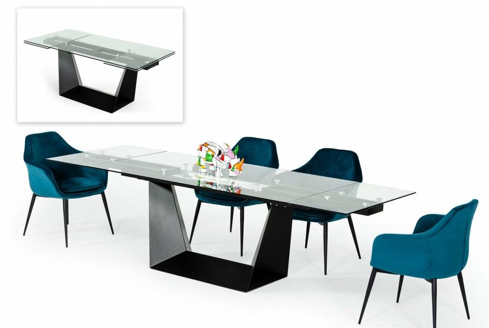 Modrest Bronwin – Modern Glass & Black Metal Extendable Dining Table Dining Room