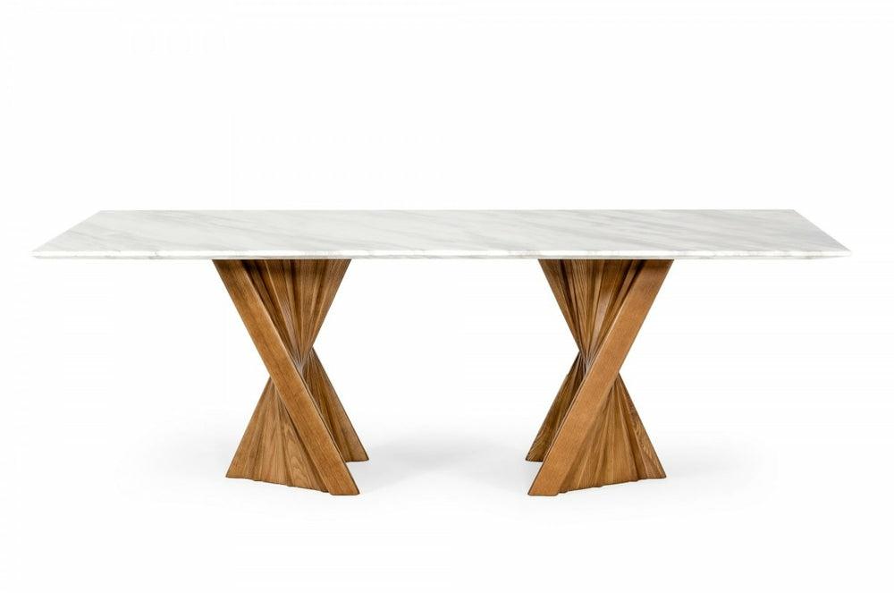 Modrest Cadence – Modern Walnut & Marble Dining Table Dining Room