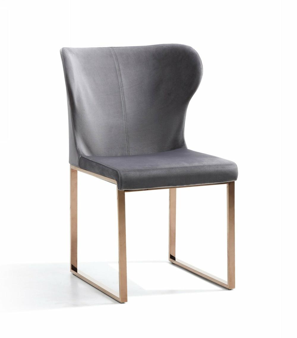 Modrest Chadwick Modern Grey Velvet & Rosegold Dining Chair Dining Chairs