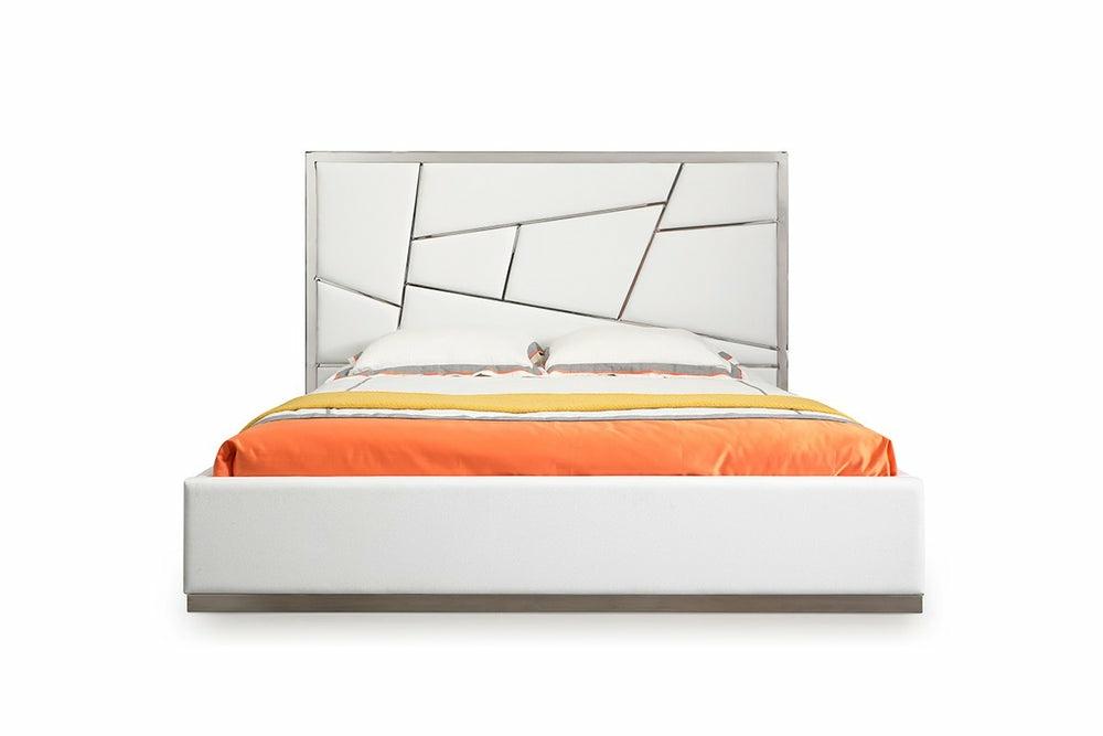 Modrest Chrysler Modern White Bonded Leather Bed Bedroom Room