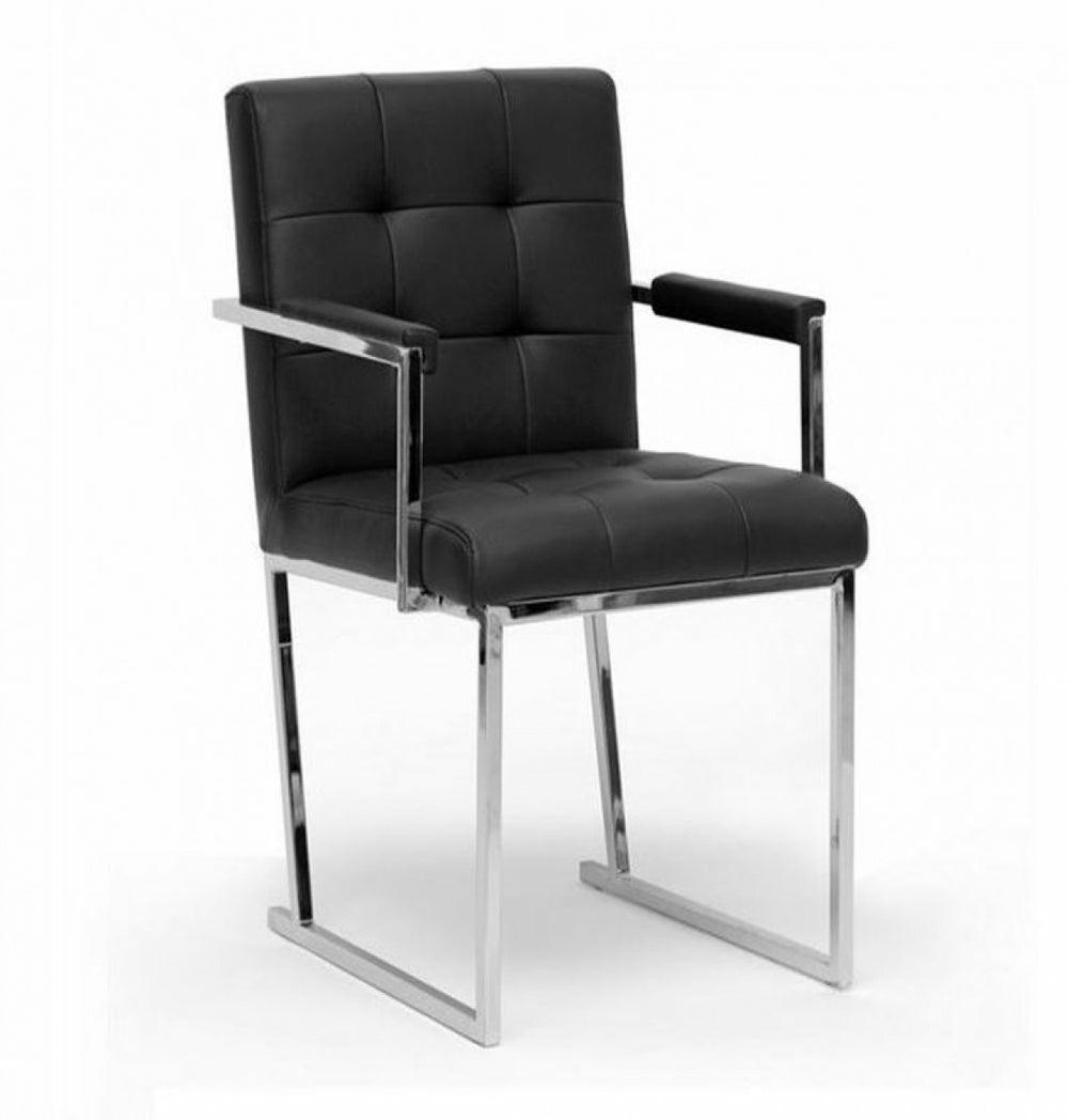 Modrest Click Modern Black Leatherette Dining Arm Chair Dining Chairs