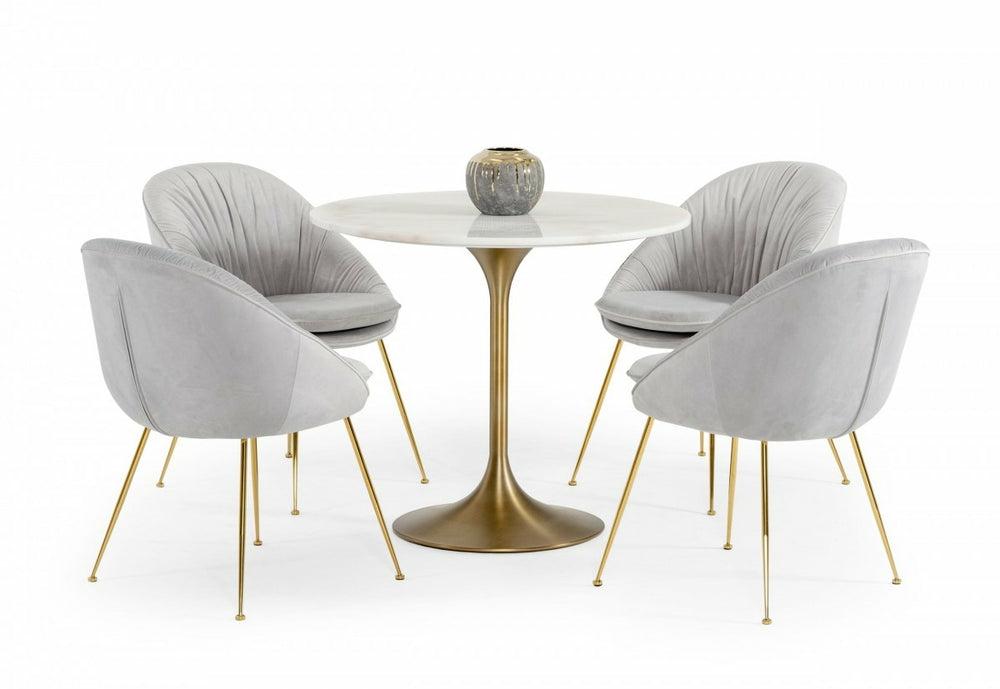 Modrest Collins – Glam White Marble & Gold Dining Table Dining Room