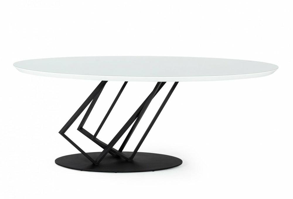 Modrest Corbett – Modern High Gloss White W/ Frosted Glass Dining Table Dining Room