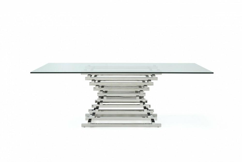 Modrest Crawford Modern Rectangular Glass Dining Table Dining Room