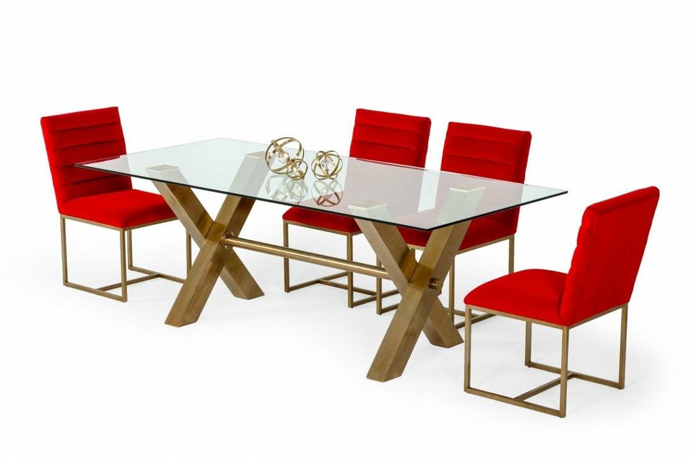 Modrest Dandy – Modern Golden & Glass Dining Table Dining Room