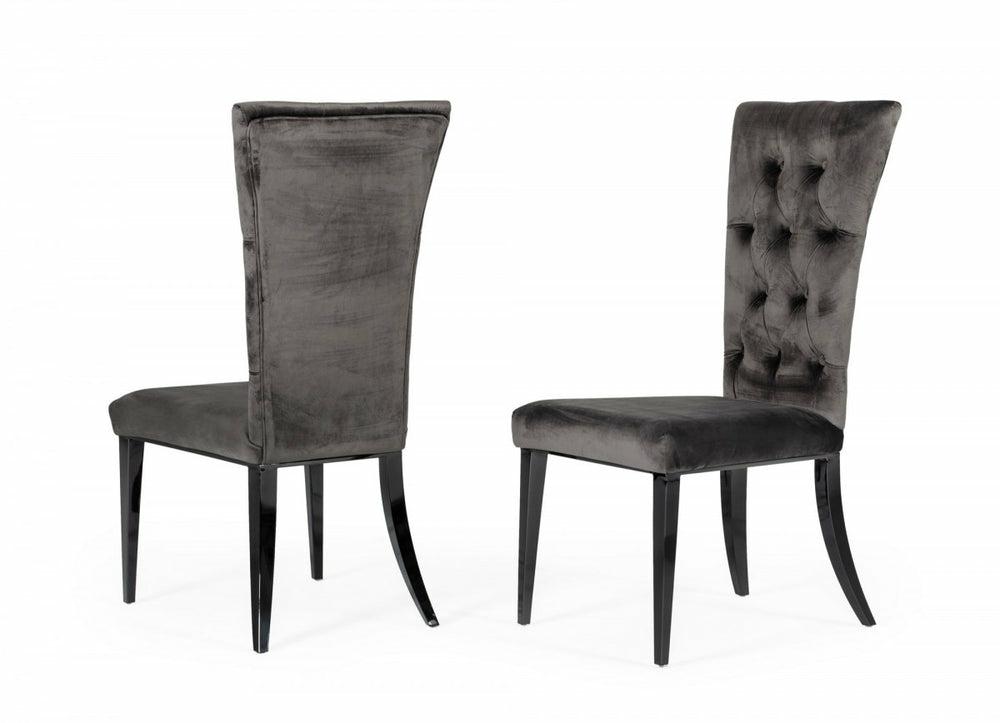 Modrest Darley – Modern Grey Velvet Dining Chair Set Of 2 Dining Chairs