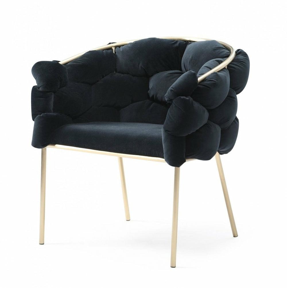 Modrest Debra – Modern Black Velvet Champagne Gold Dining Chair Dining Chairs