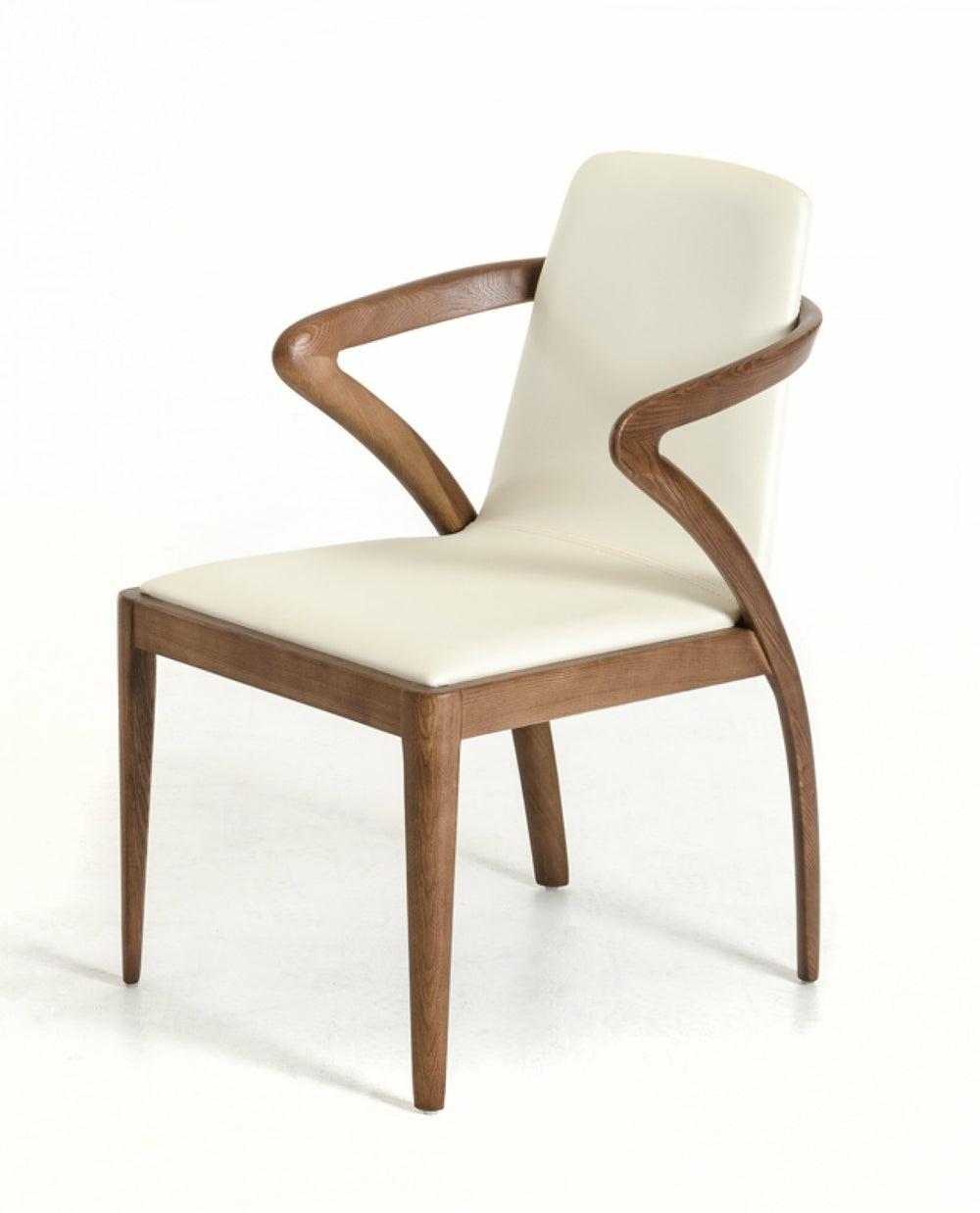 Modrest Falcon Modern Walnut And Cream Dining Chair Dining Chairs