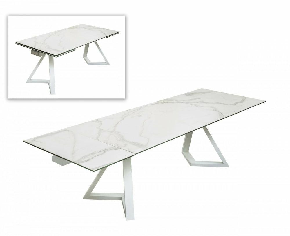 Modrest Farrell – Modern White Ceramic Extendable Dining Table Dining Room