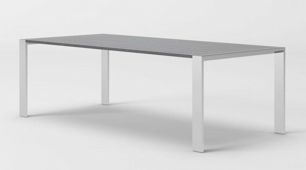 Modrest Fauna – Modern Elm Grey & Stainless Steel Chrome Dining Table Dining Room