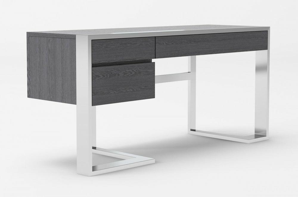 Modrest Fauna – Modern Elm Grey & Stainless Steel Desk Office