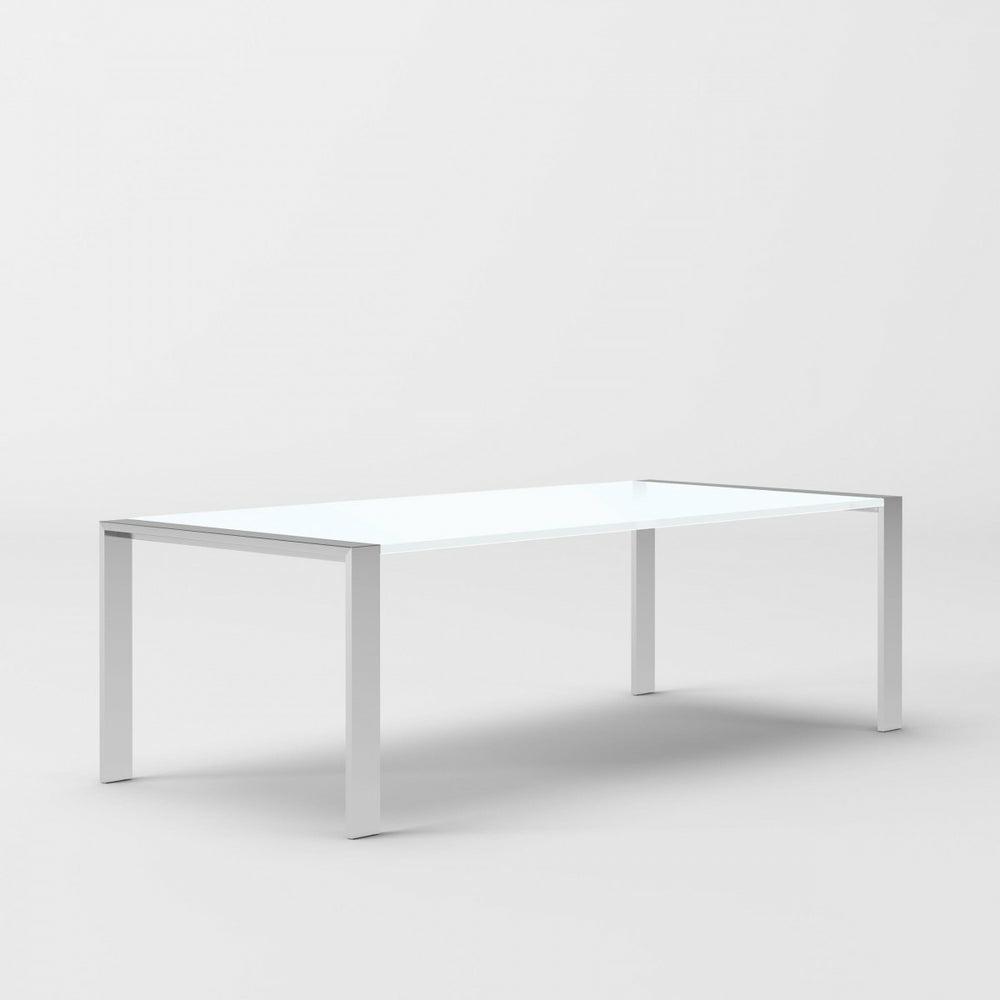 Modrest Fauna – Modern White High Gloss & Stainless Steel Chrome Dining Table Dining Room