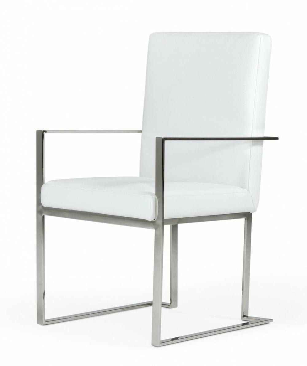 Modrest Fowler – Modern White Eco-Leather Dining Armchair Dining Chairs