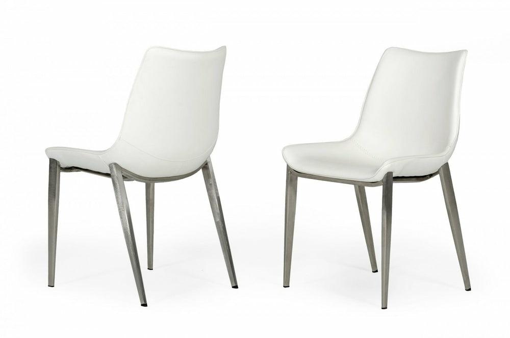 Modrest Frasier – Modern White Eco-Leather Dining Chair (Set Of 2) Dining Chairs