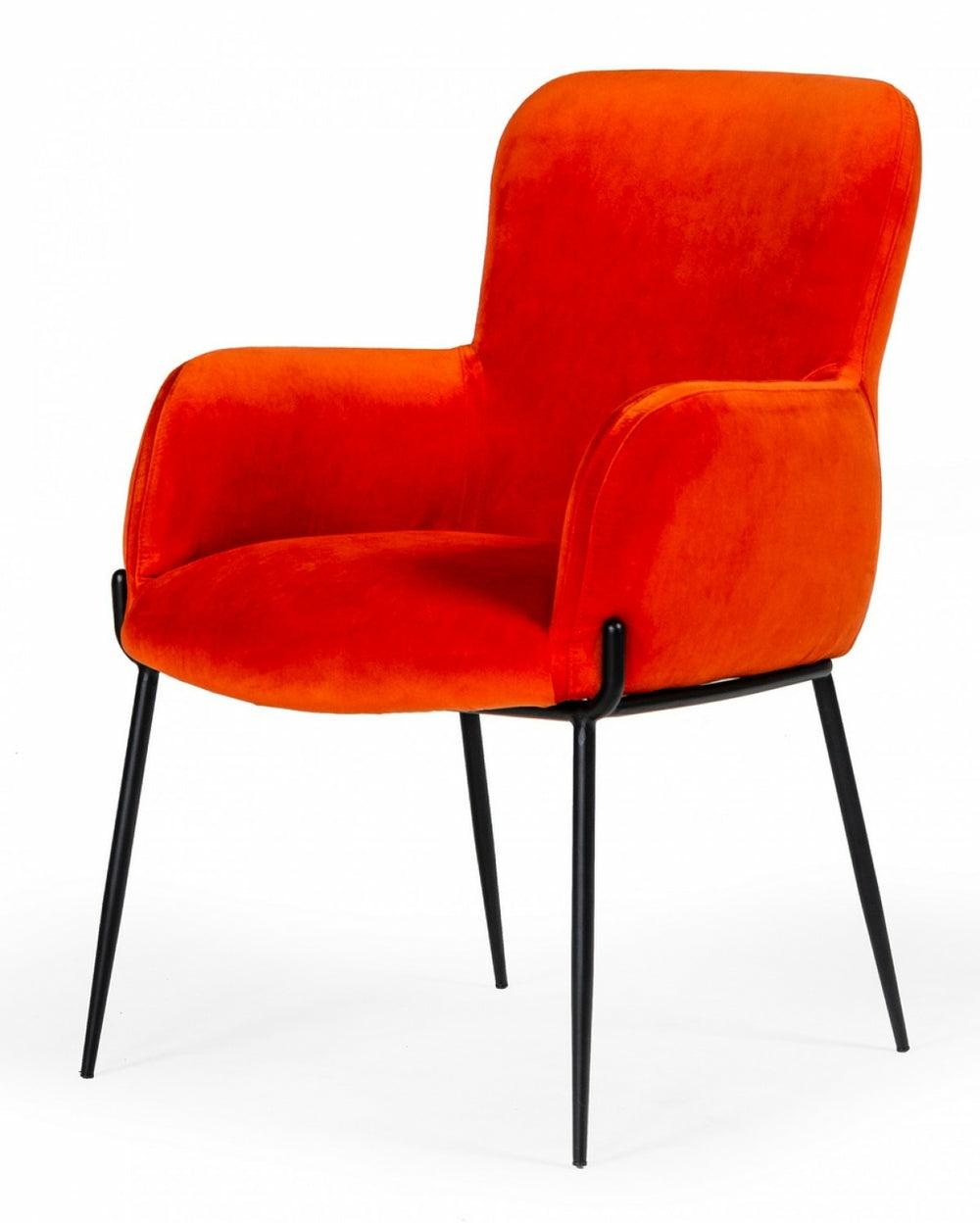 Modrest Frisco – Mid-Century Orange Velvet Dining Chair Dining Chairs