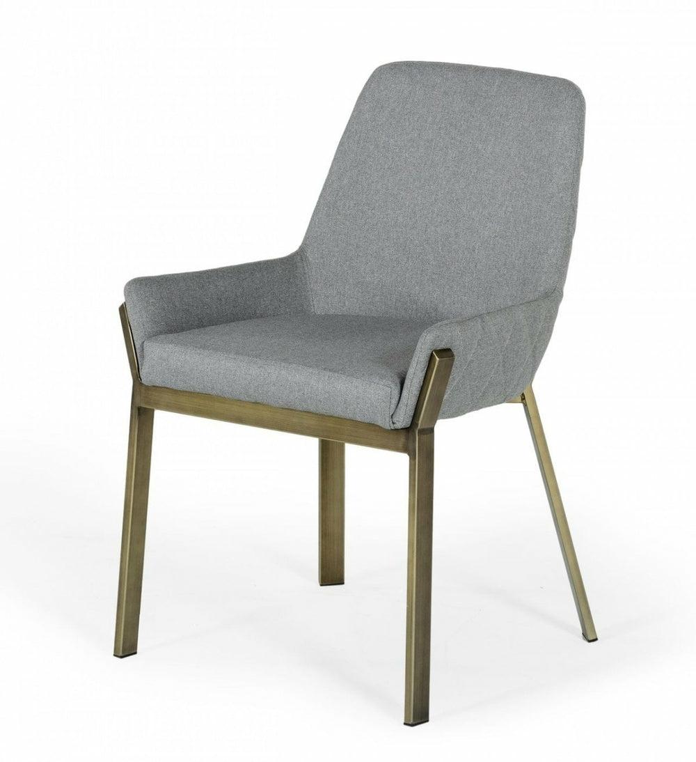 Modrest Ganon – Modern Grey & Antique Brass Dining Chair Dining Chairs