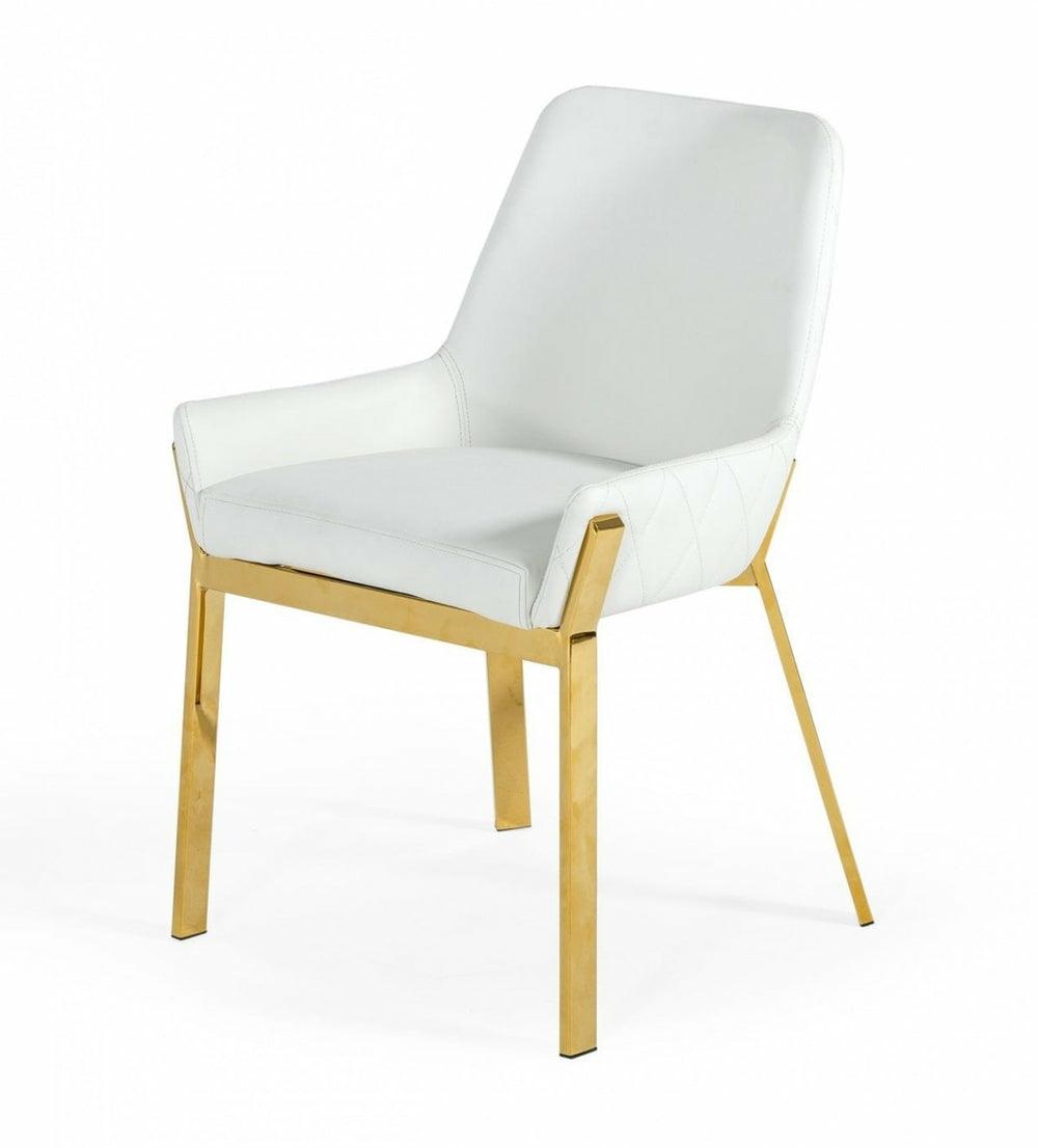 Modrest Ganon – Modern White & Gold Dining Chair Dining Chairs