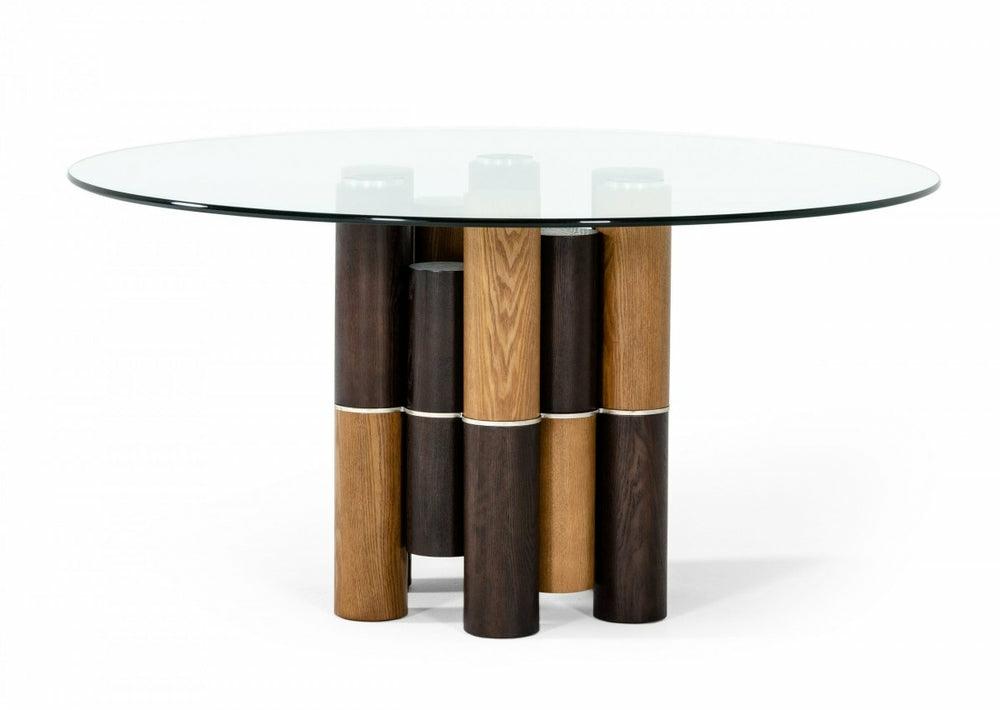 Modrest Greta – Modern Glass & Walnut Dining Table Dining Room