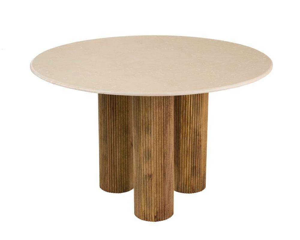 Modrest Hayden – Modern Marble + Wood Round Dining Table Dining Room