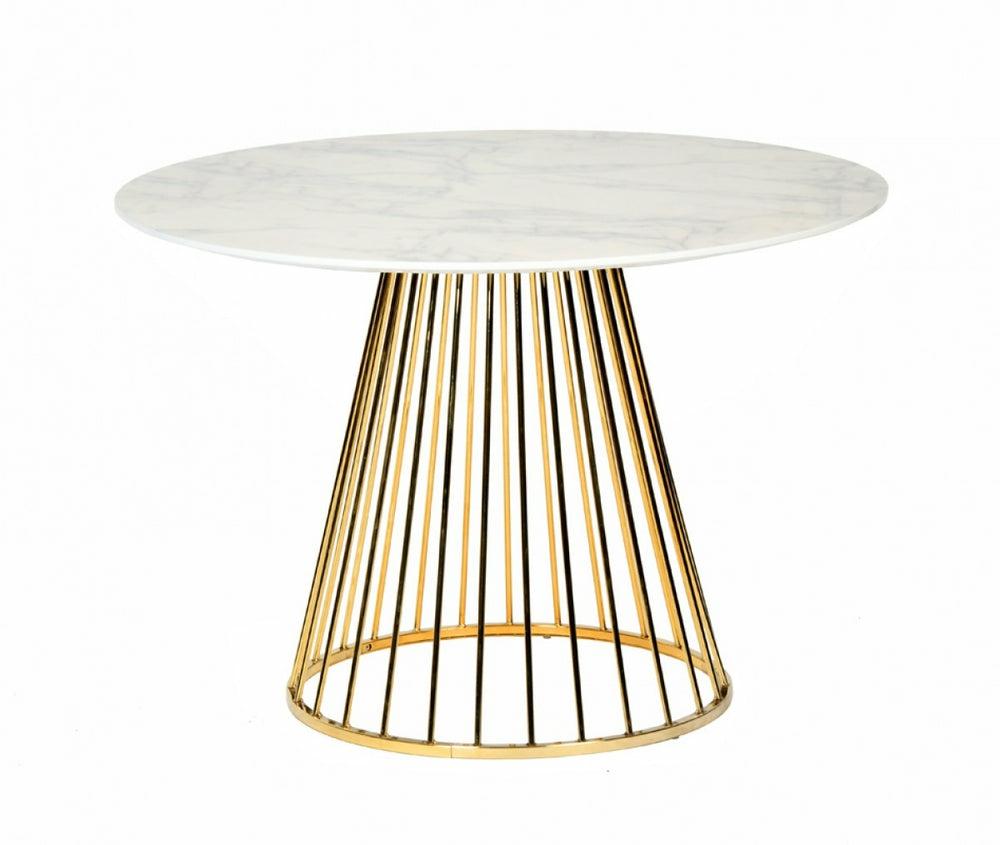 Modrest Holly Modern White & Gold Round Dining Table Dining Room