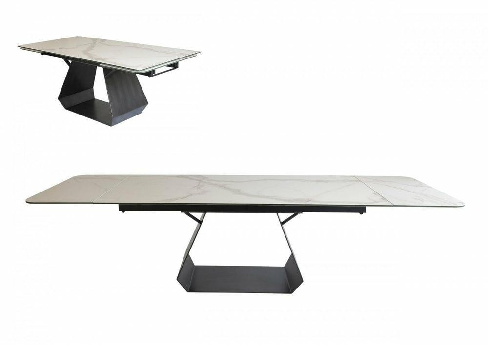 Modrest Howell – Modern White Ceramic Extendable Dining Table Dining Room