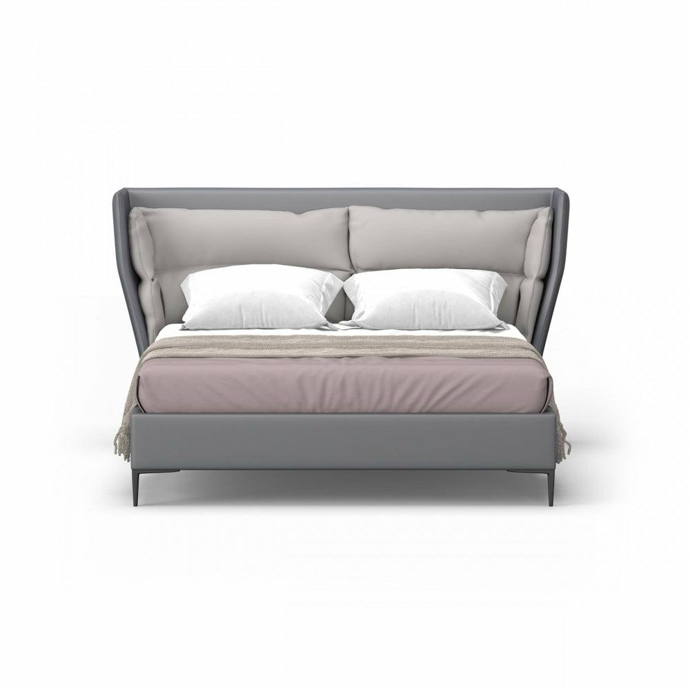 Modrest Jolene – Eastern King Dark & Light Grey Leatherette Bed Bedroom Room