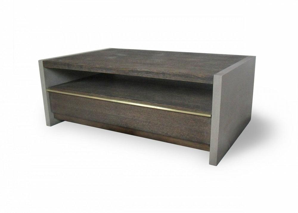 Modrest June – Modern Dark Grey Concrete & Walnut Coffee Table Coffee Table