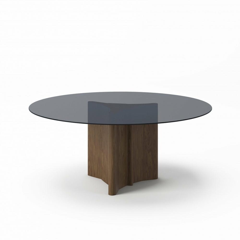 Modrest Kaye – Modern Walnut + Glass 71″ Round Dining Table Dining Room