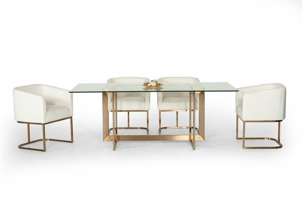 Modrest Keaton Modern Glass & Brass Dining Table Dining Room