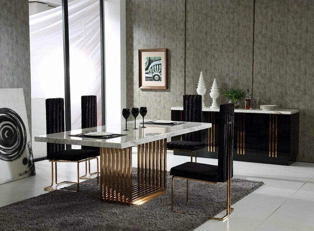 Modrest Kingsley Modern Marble & Rosegold Dining Table By Hollywood Glam Dining Room