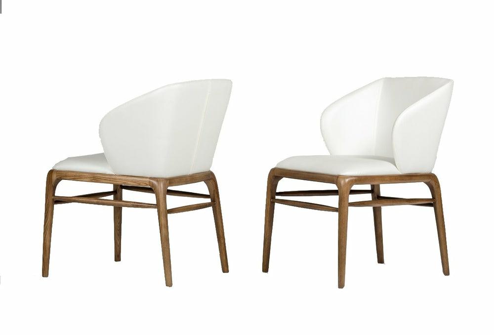 Modrest Kipling Modern Cream & Walnut Dining Chair Dining Chairs