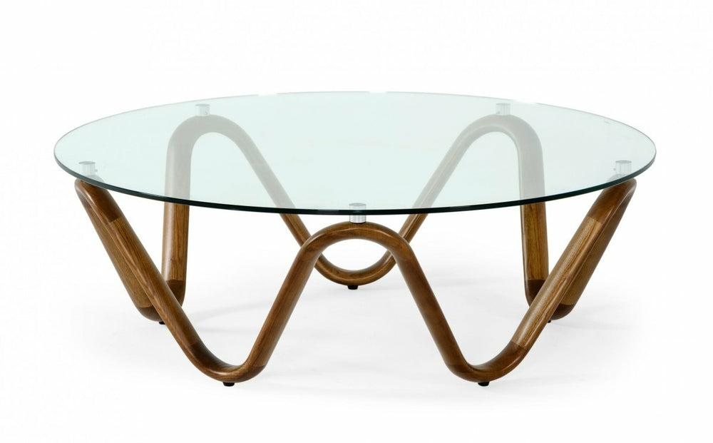 Modrest Lassen – Modern Glass & Walnut Coffee Table Coffee Table