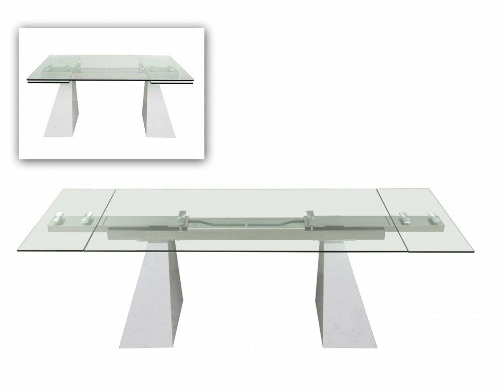 Modrest Latrobe – Modern Extendable Quartz Stone & Glass Dining Table Dining Room