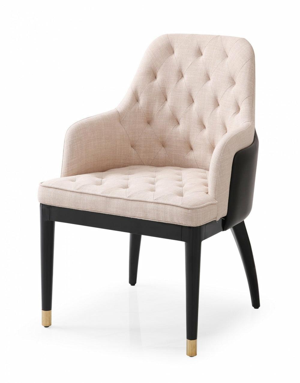 Modrest Leeds – Glam Beige And Black Dining Chair Dining Chairs