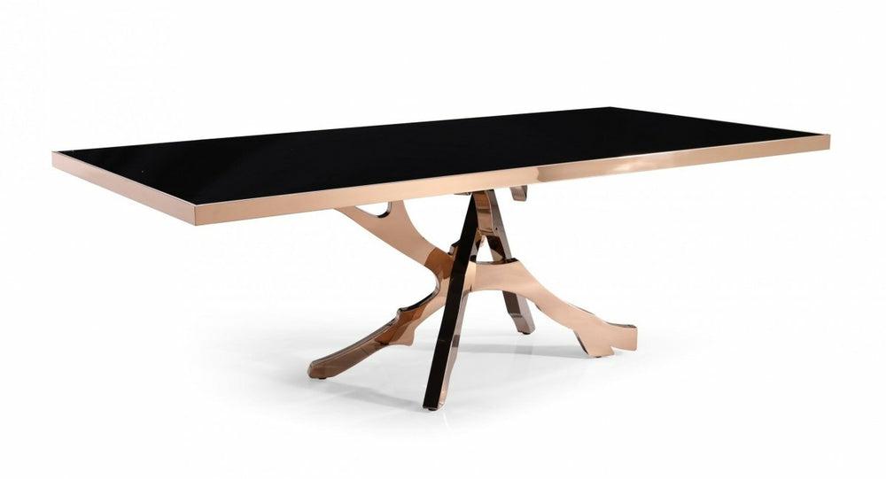 Modrest Legend – Modern Black Glass & Rosegold Dining Table Dining Room