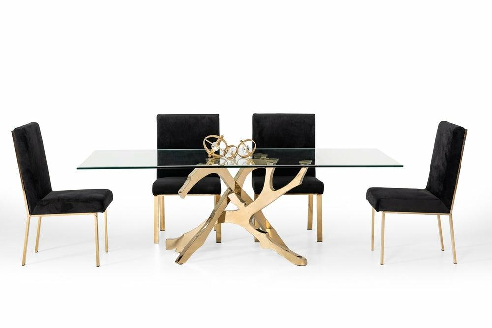 Modrest Legend Modern Glass & Gold Dining Table Dining Room