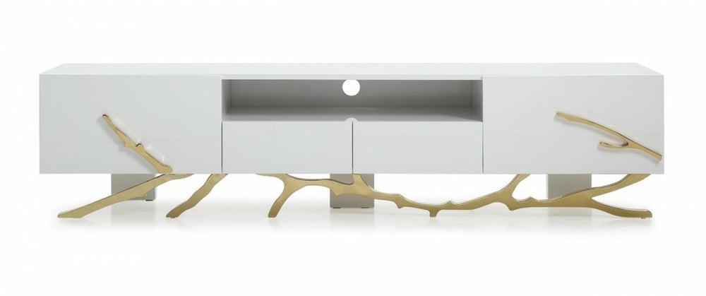 Modrest Legend Modern White & Gold Tv Stand Living Room