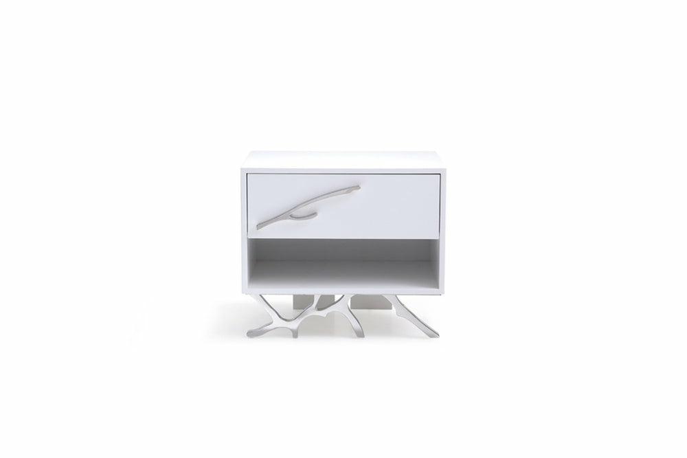 Modrest Legend Modern White Nightstand Bedroom Room