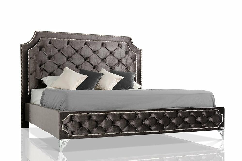 Modrest Leilah – Transitional Tufted Fabric Bed Without Crystals Bedroom Room