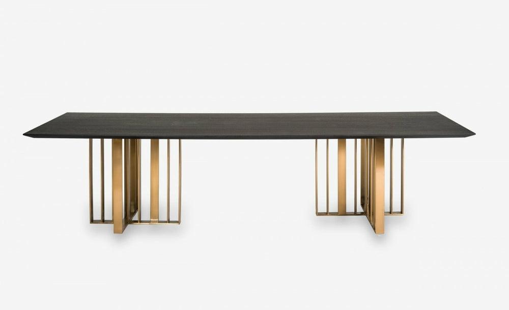 Modrest Livia – Modern Wenge & Gold Stainless Steel Dining Table Dining Room