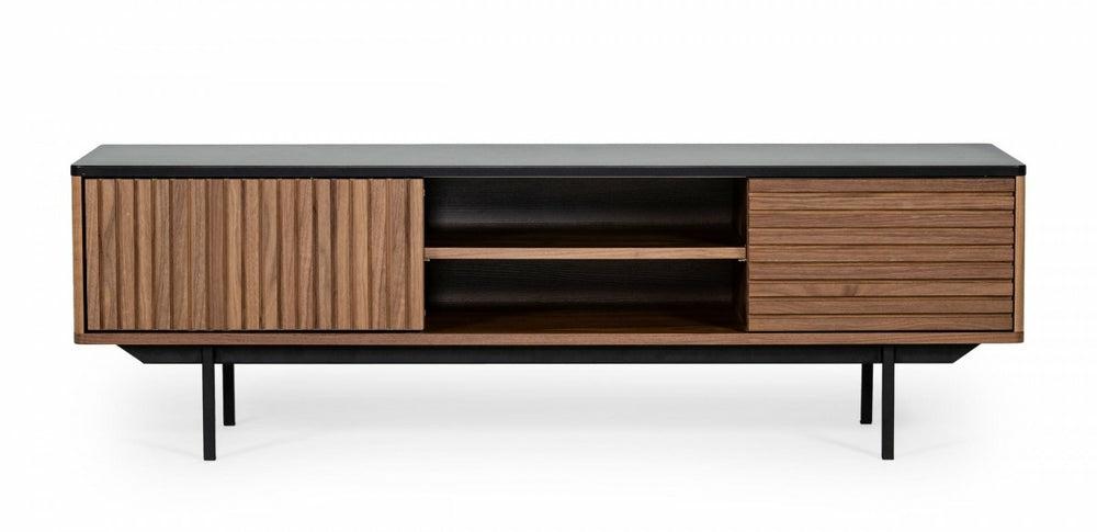 Modrest Maggie – Modern Walnut And Grey Tv Stand Living Room